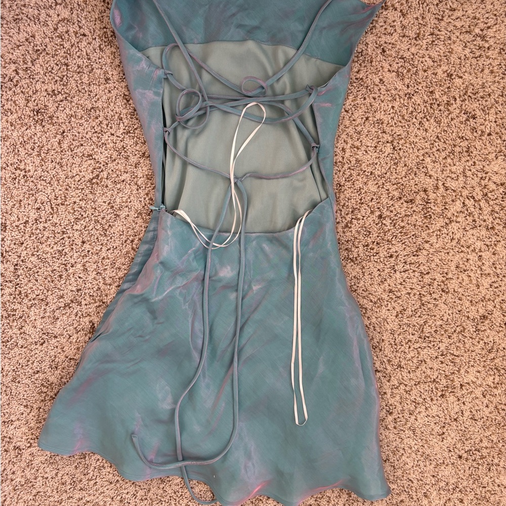 Princess Polly Shimmering Blue Mini Dress - Picture 3 of 5